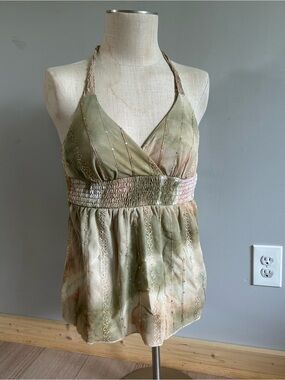 Vintage Y2K Studio Y Sage Green Halter Tank